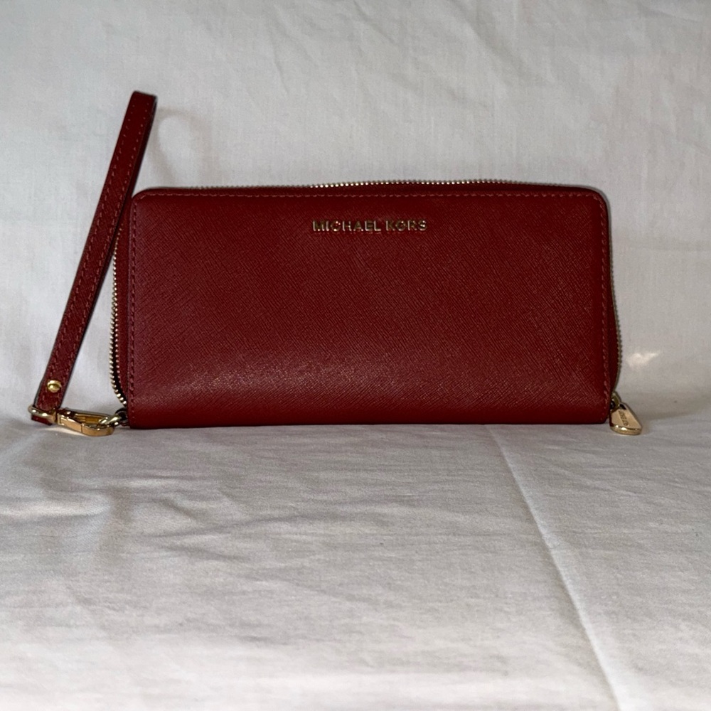 Michael Kors Leather Continental Wallet with wrist strap